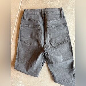 Frame Ali High Rise Cigarette Jeans Womens Sz 25 Gray Plaid Stretch Preppy NEW